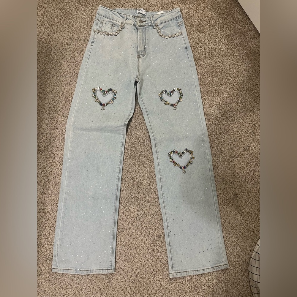 Embellished Heart Jeans